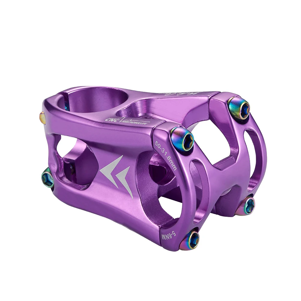 Фиолетовый Cycling Lightweight Durable Mountain Bike Aluminum Alloy Plated Calmp Hollowed Out Short Accessories Front Handle Stem Outdoor - Цвет: Фиолетовый
