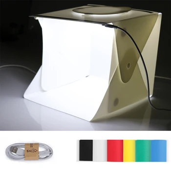 

Practical Folding Light Box Photography Photo Studio Box 6 Backdrops With Dual LED Strip Lights For Small Articles Photographys