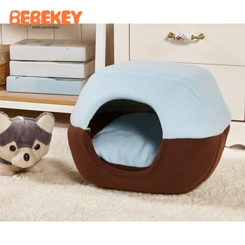 

Soft Solid Color Foldable Warm Dog House 2 Uses Cave for Puppy Cat Kennel Sleeping Bag Mat Pad Nest Pet Beds Cats Baskets DGWA04