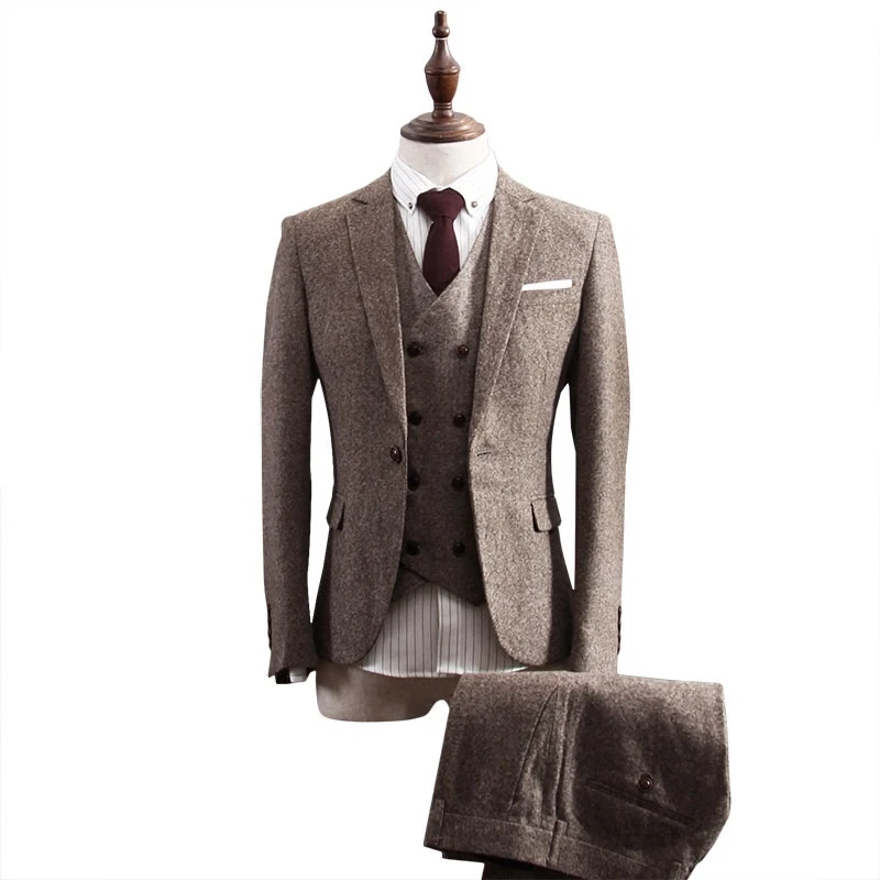 Brown Herringbone Tweed Suit Men Business Dress 3-pieceKorean Slim Fit Groom Wedding Party Suits Tuxedo 6XL Traje Novio 2019 Brown Herringbone Tweed Suit Men Business Dress 3-pieceKorean Slim Fit Groom Wedding Party Suits Tuxedo 6XL Traje Novio 2019