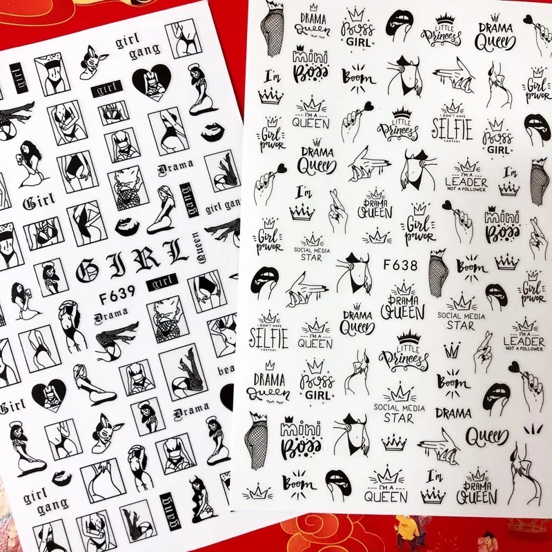 1 лист новейшие 3D наклейки для ногтей привлекательный дизайн королевы наклейка