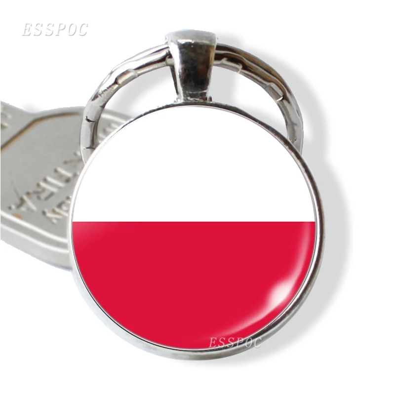 poland Национальный флаг США, Великобритании, Германии, России Испания брелок со стеклянным кабошоном ювелирный брелок кольцо Для женщин Для мужчин кулон Patriot сувенир подарки - Цвет: poland