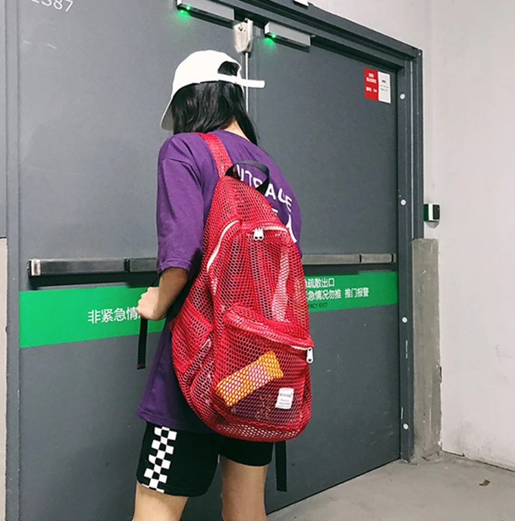 Ins модный рюкзак Harajuku ulzzang, рюкзак для девочек, Простой Школьный студенческий рюкзак, сетчатый рюкзак для серфинга