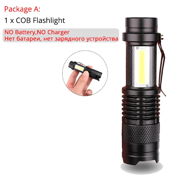 Мощный перезаряжаемый светодиодный фонарь XPE+ COB карманный мини-фонарик Penlight Spotlight Zoom фонарь Водонепроницаемый Аккумулятор AA 14500 - Испускаемый цвет: Package A