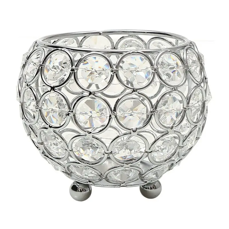 silver Fashion-Crystal Tea Light Candle Holders/Candle Shade for Wedding Coffee Table Decorative Centerpiece Holiday Decoration 10cm Di - Цвет: silver