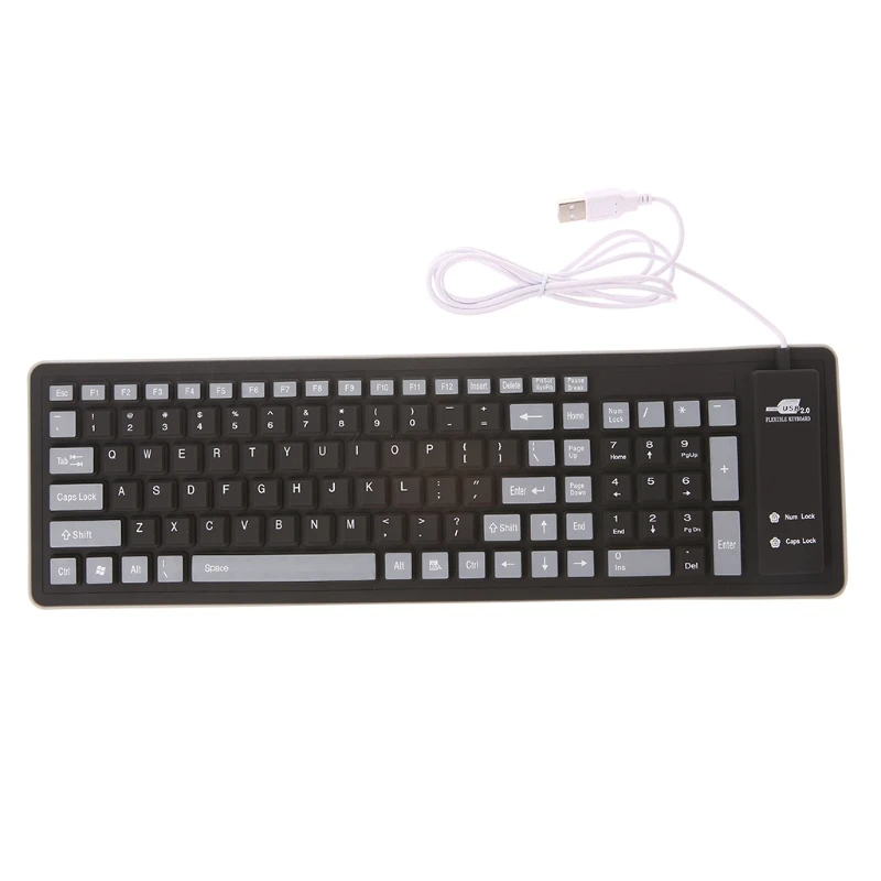 

Foldable Keyboard Waterproof USB Wired Mini Keyboard 103 Keys USB 2.0 PS/2 Silicone Soft Keyboard with USB Connector