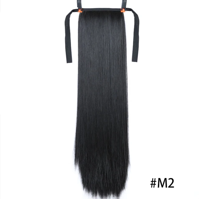 MSTN 30-Inch Synthetic Hair Fiber Heat-Resistant Straight Hair With Ponytail Fake Hair Chip-in Hair Extensions Pony Tail Wigs M2-Natural-black
