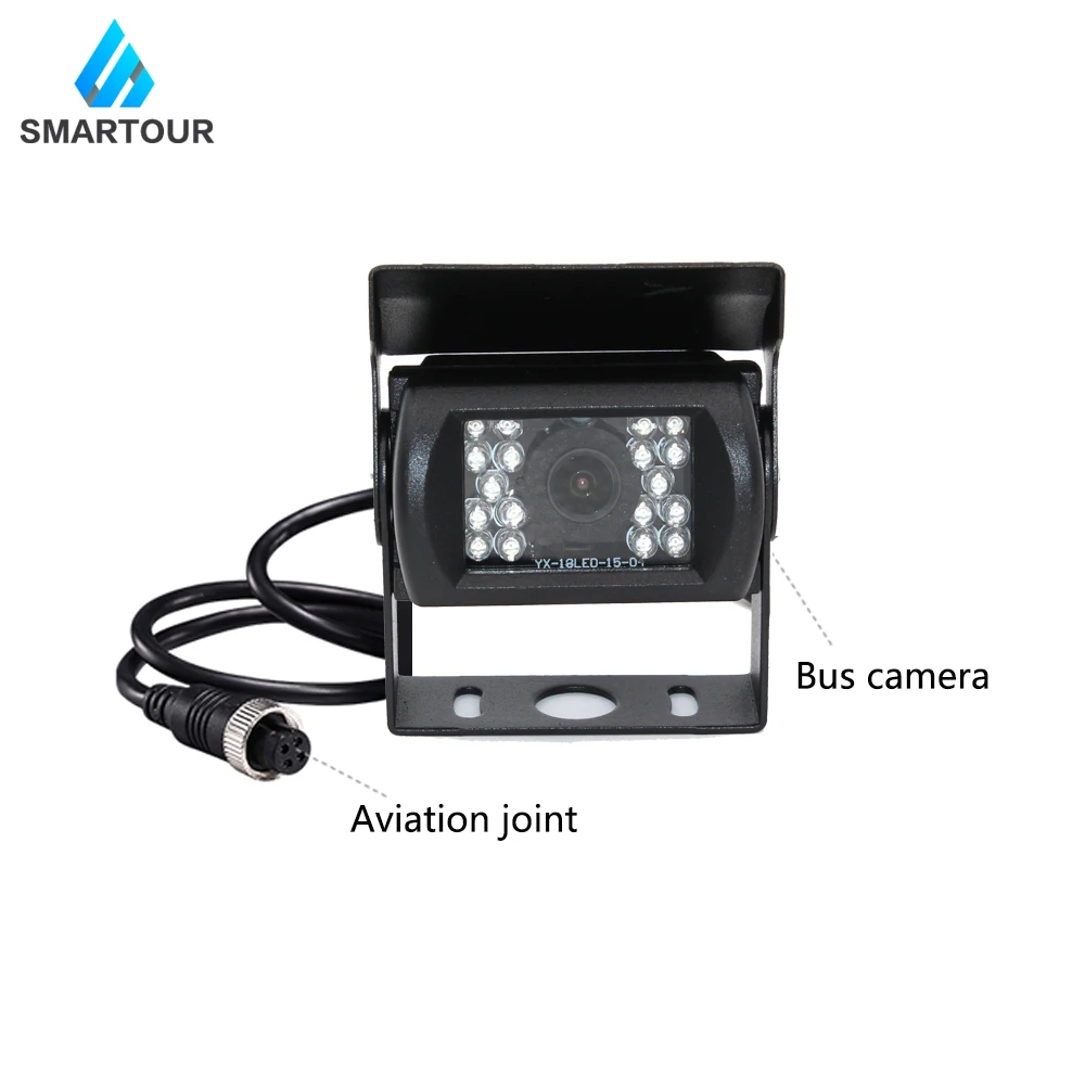 Smartour car Reversing Parking Backup 4 Camera 18 LED IR Night Vision+ 7"LCD 4CH Split Monitor for Bus Truck Motorhome 12V-24V