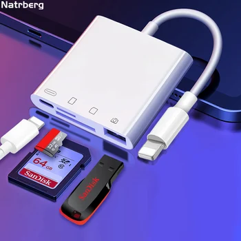 

for Lightning OTG SD Card Reader Lightning to SD Card Camera Adapter USB3 4 in 1 Micro SD Card for iPhone