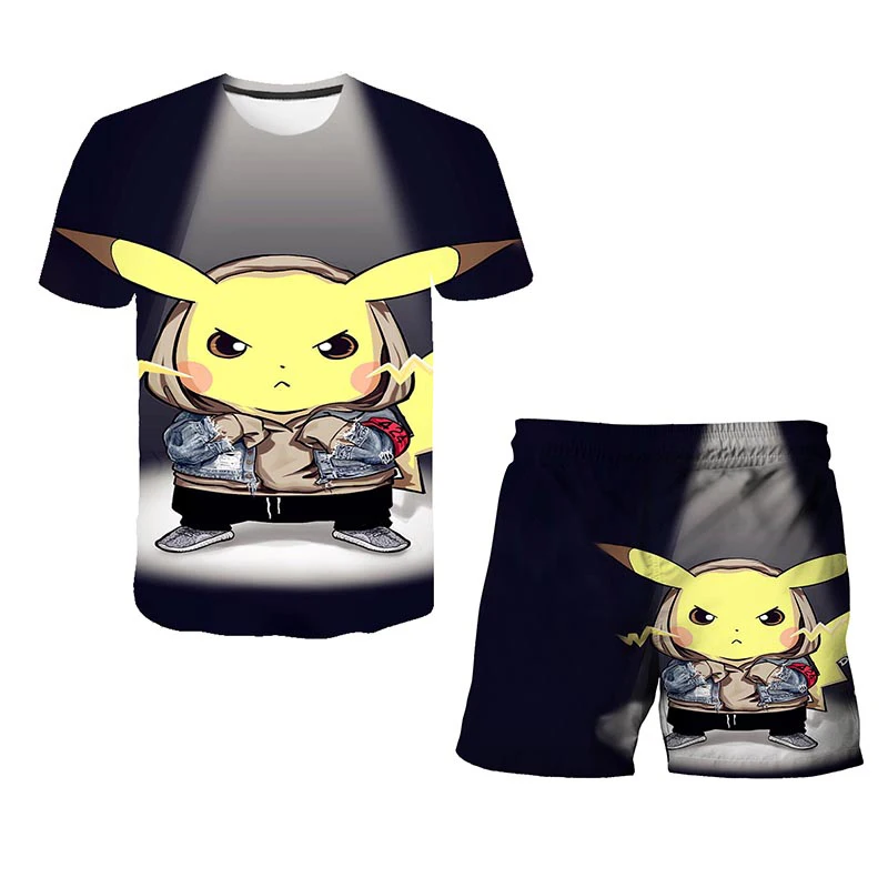 2022 New Children Sets Summer 3D Cartoon Suits Cute girl T Shirt Boys Girls Top + shorts 2pcs Sets Children Fashion Sets 4-14 Y