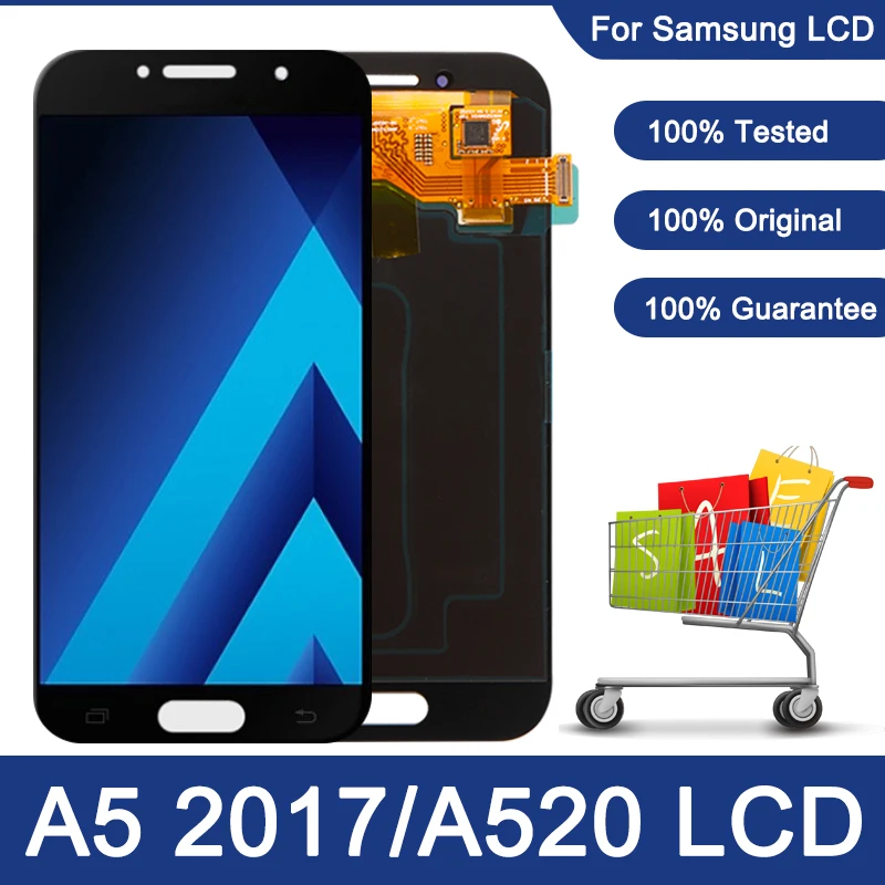 Оригинальный сенсорный ЖК-экран 5 дюйма Super AMOLED для Samsung Galaxy A5 2017 A520 A520F дигитайзер