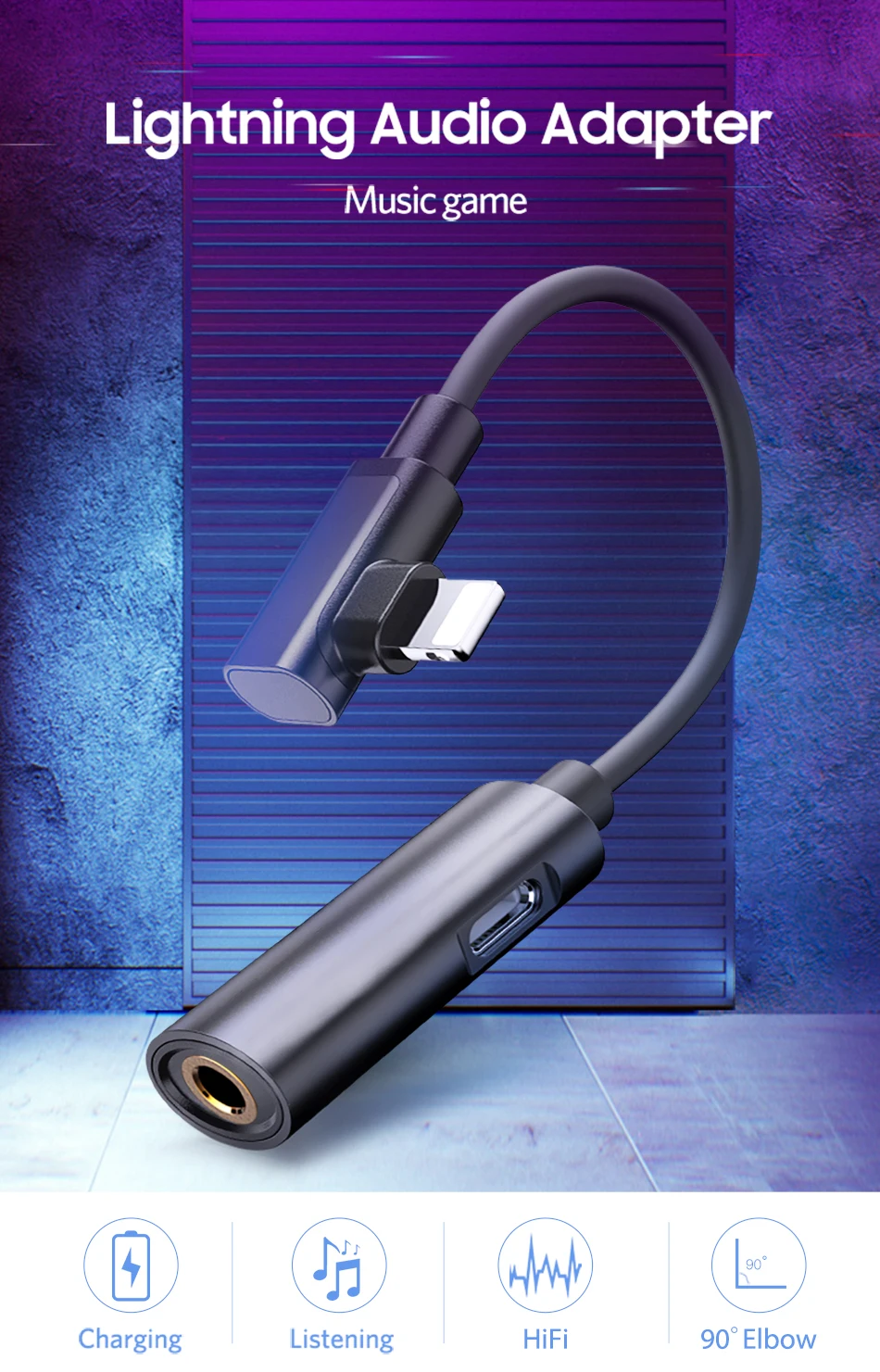 !ACCEZZ Lighting Phone Aux Adapter For iphone 8 Plus X  XR 11 Pro XS Max 3.5mm Jack Earphone Listening Charging 2 in 1 Connector (1)