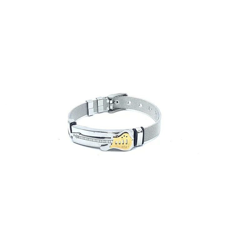 Guitar Mesh Bracelet Strap Stainless Steel Bangle Punk Jewelry for Men