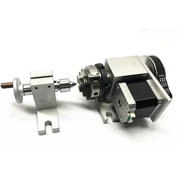 

3 jaw chuck 50mm 4th Axis+Tailstock CNC dividing head Rotation Axis kit for Mini CNC router woodworking engraving machine