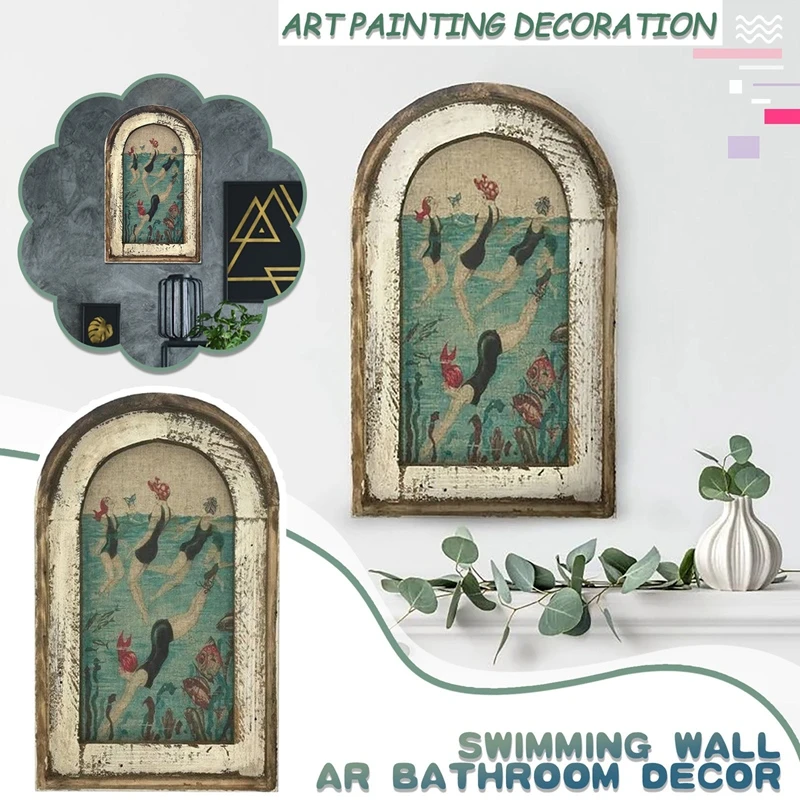 Hot Sale Swimming Wall Art Bathroom Decor Wood Wall Art Fairy Tale Wall Art Bathroom Living Room Outdoor Garden Painting by number AliExpress