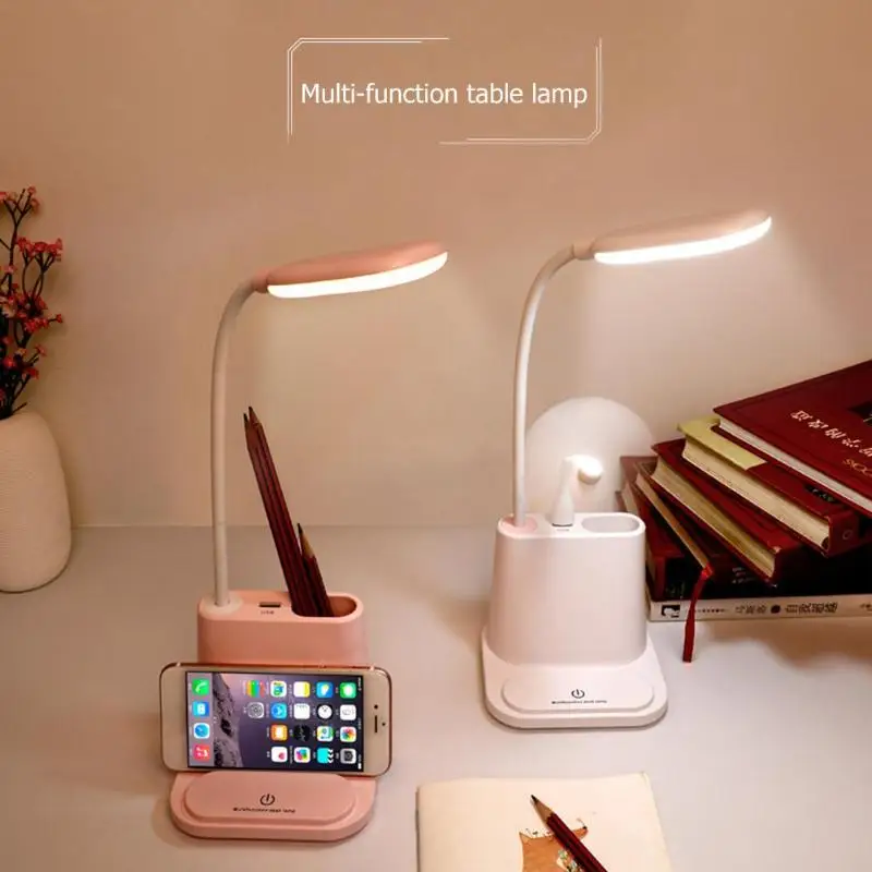 Многофункциональный светодиодный настольная лампа с сенсорным управлением USB Перезаряжаемые Настольный светильник для спальни