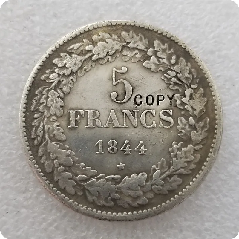 1832-1844 Бельгия 5 франков копия монет - Цвет: 1844