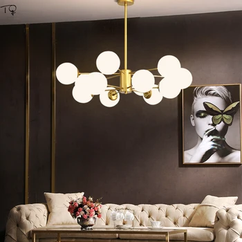 

Nordic Simple Gold Lustre Magic Bean Molecular Led Chandelier Lighting Modern Living Room Bedroom Dining Room Hall Stair Kitchen