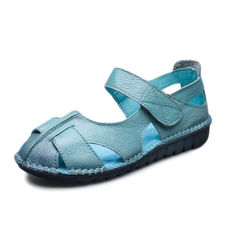 

2019 Women Leather Sandals Comfortable Soft Soles Shoes Women Flats Sandals Fashion Summer Shoes Woman Sandals Sandalias Mujer
