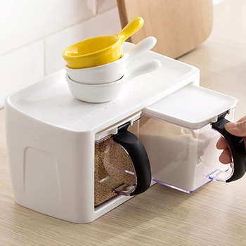 

Storage Box for Spice Sugar Salt Convenient Condiment Box Kitchen Spices Storage Container Household Combination Condiments Can