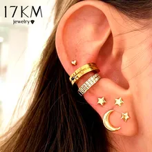 7 пар/уп. модный Комплект сережек для женщин с Луной и звездой богемные геометрические женские металлические золотые серьги Винтажные Ювелирные Изделия