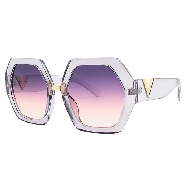 2021 Fashion Oversized Sunglasses Women UV400 Brand designer Rimless Metal Square Sun Glasses Female de sol Purple