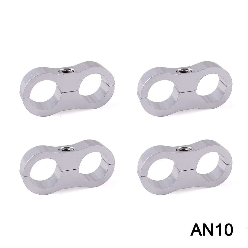 RASTP-4Pcs AN8 AN10 шланг для масляного топлива и воды алюминиевый анодированный плетеный шланг Сепаратор Зажим фитинг адаптер автомобильные аксессуары RS-HR013 - Цвет: silver-AN10