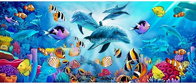 World Dolphin, Aquarium Theme, Espaço Wall Sticker, impermeável PVC Wallpapers