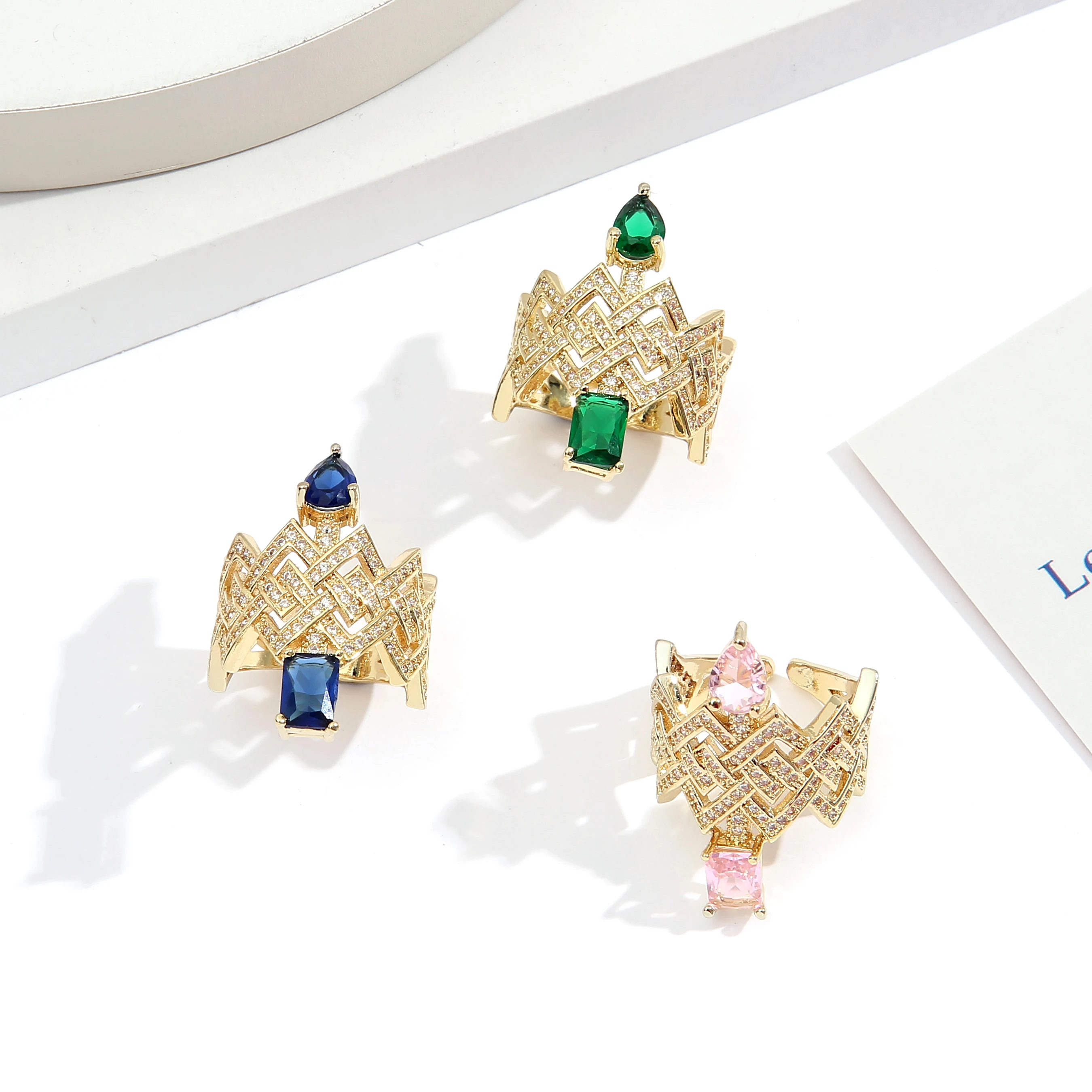 10/20/30/50 Pz/lotto Moda Scintillante Strass Anelli di Cristallo Per Le Donne Mix Stile Oro Argento Placcato Gioielli di Fidanzamento di Nozze  36