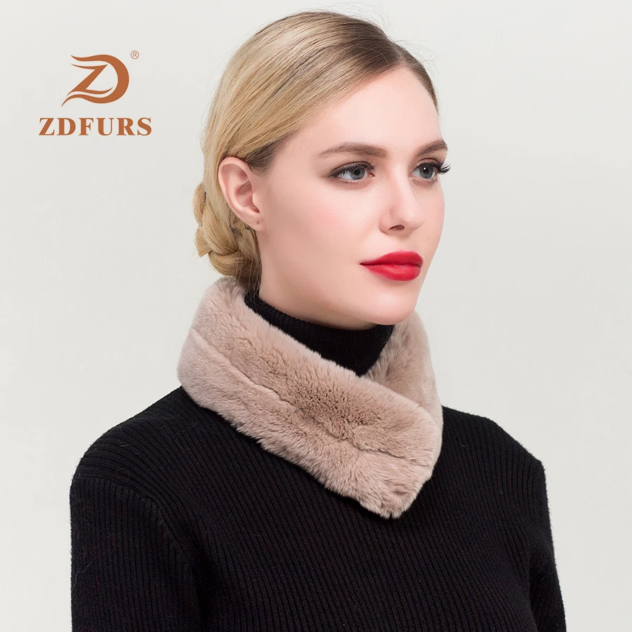 ZDFURS* новые женские шарфы с натуральным кроличьим мехом кролика рекс девушка натуральный мех магнит зимний теплый шарф меховой шарф кролика рекс