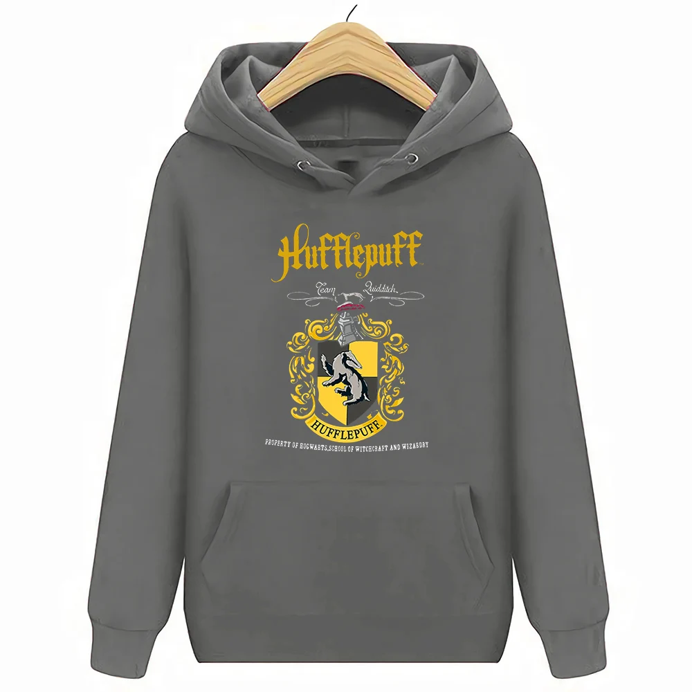 Темно-серый Hufflepuff Квиддич команда гребень Официальный мужские черные толстовки Размер S-3XL - Цвет: Темно-серый