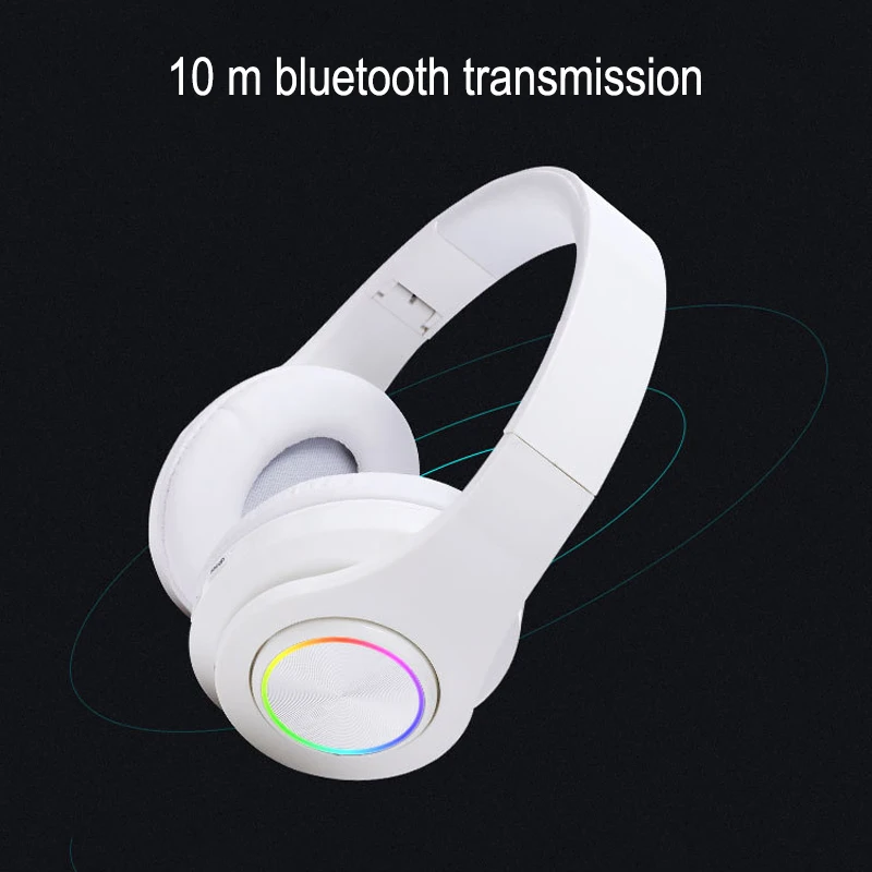 Цветной СВЕТОДИОДНЫЙ беспроводной Bluetooth наушники Hi-Fi стереонаушники гарнитура с шумоподавлением с микрофоном Встроенный слот для карт TF