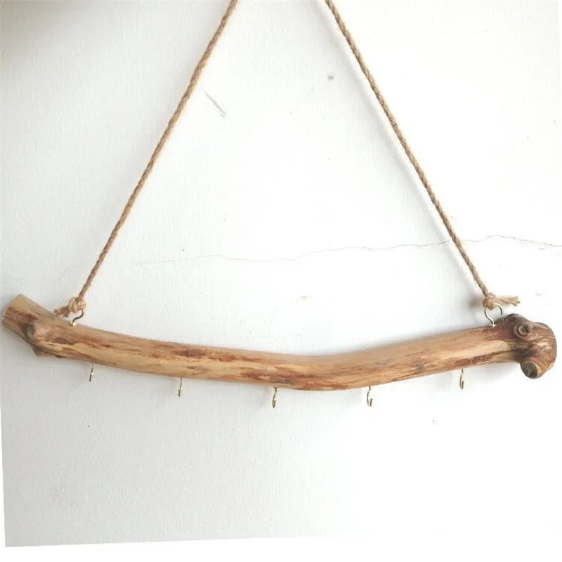 Boho Natural Wood Jewelry Necklace Ring Display Stand DIY Jewelry Hook Up Organizer Storage Hold Store Home Decoration Gifts metal earring t bar stand retail jewelry ring display holder cone eardrop hanging storage durable ear stud organizer decoration