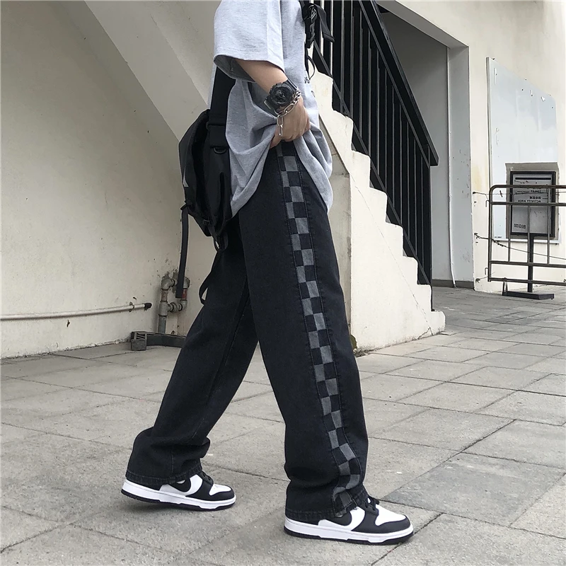 ICCLEK 2021 Fall Hot Sale Pants High Street Jeans Men's Jeans American Wide Leg Casual Pants Ripped Jeans  Low Rise Jeans