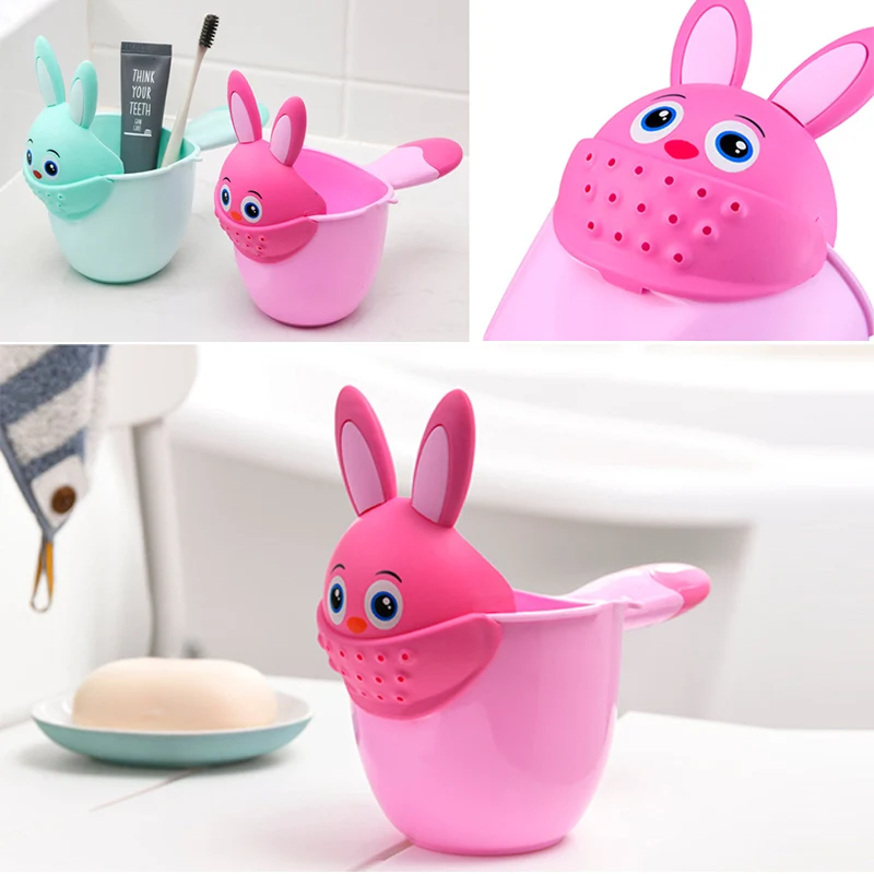 Детские шапочки для ванной с мультяшным Кроликом, чашка для шампуня, детский купальный Байлер, ложка для душа для малышей, детская чашка для мытья волос, детский банный инструмент