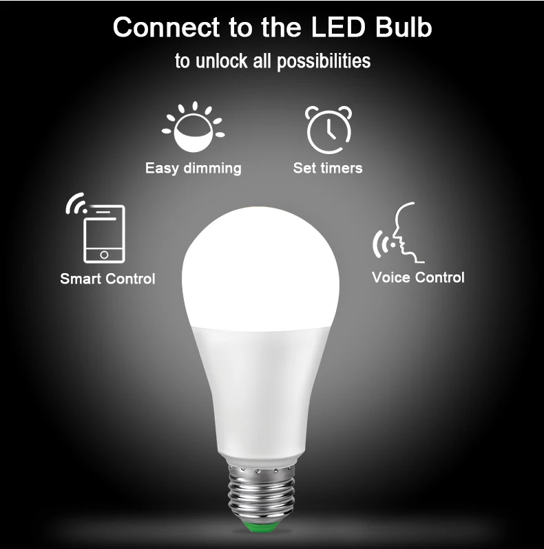 Умный дом светодиодный светильник с регулируемой яркостью E27 15 Вт Wi-Fi лампа mi App управление умной жизнью освещение Совместимо с Amazon Alexa Echo и Google Home