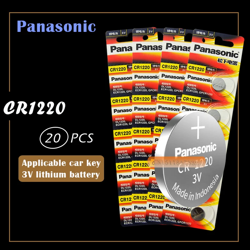 20 шт. Panasonic CR1220 кнопочные батарейки для монет CR1220 автомобильный пульт дистанционного управления электрическая сигнализация 3 В литиевая батарея