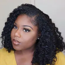 Peluca rizada mongol 3B 3C para mujeres negras cabello humano Afro rizado, pieza en U, corte de Bob corto, Belleza