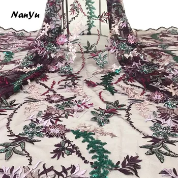 

Embroidered Damask Pattern Lace Mesh Fabric Fancy Sequin Lace Dress Designs Fabric