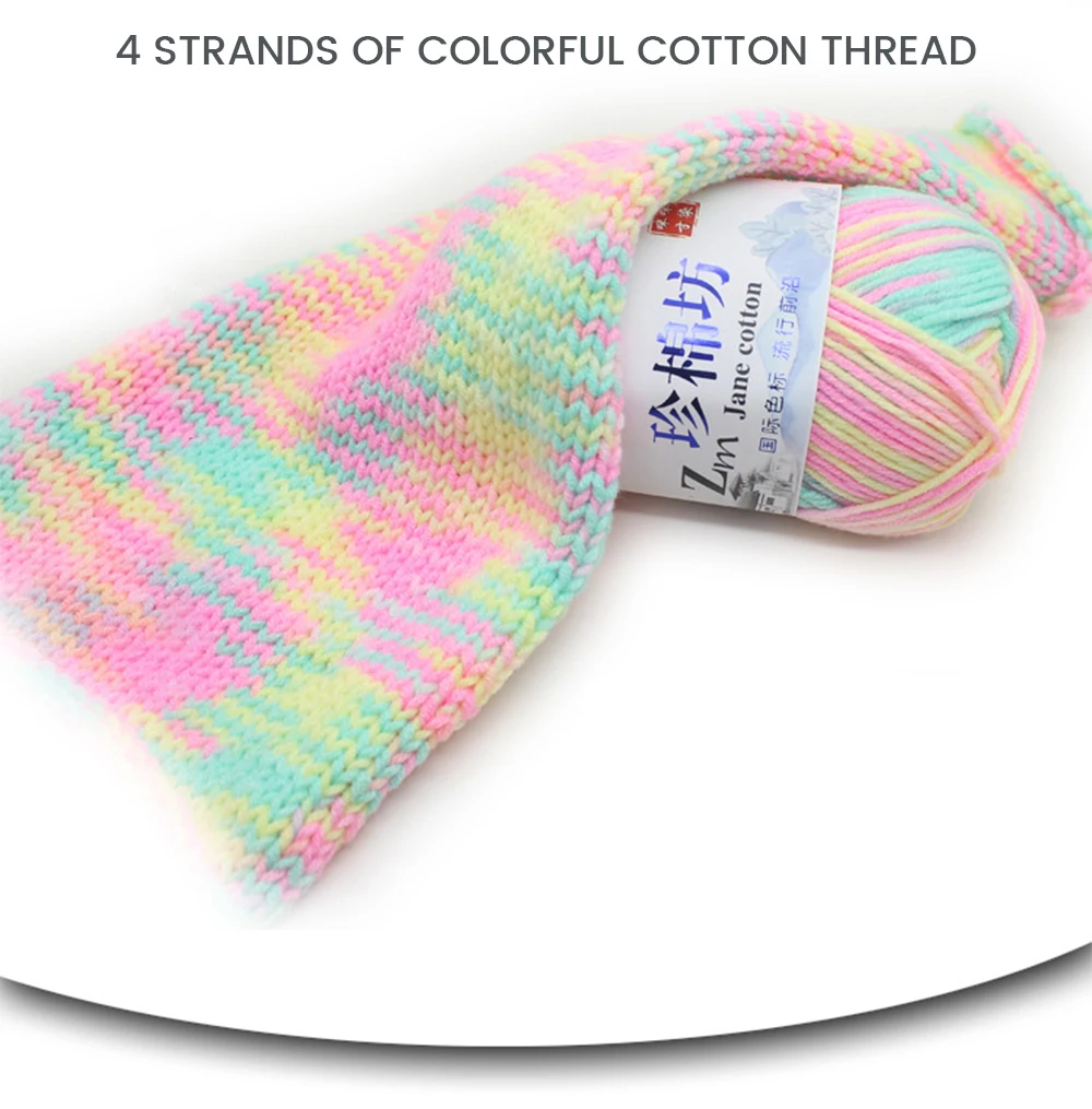 Description Picture 4 of item50g/PC Double Knitting Crochet Milk Soft Warm Wool Yarn Hand Knitted Colourful Fancy Yarn DIY Craft Knit Sweater Scarf Hat