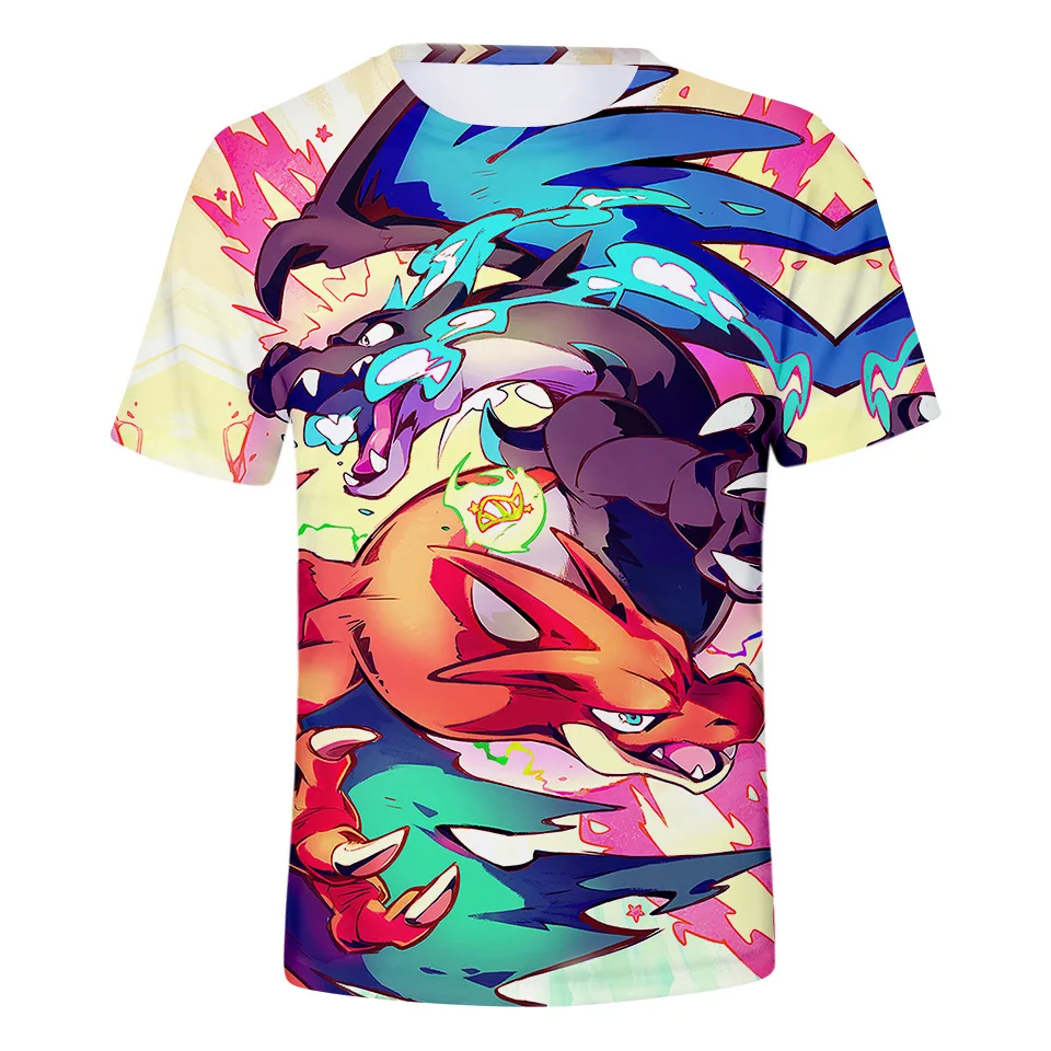 

Summer Day New Style Pokemon Charizard Digital Printing Short-Sleeved Shirt Mesh Breathable 3DT T-shirt