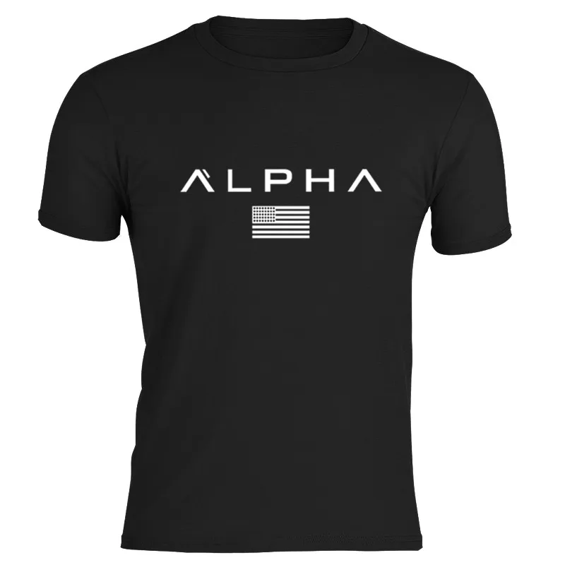 

Fashion 2018 High Quality Off Black Mens TShirts Alphalete Tees for Men Alpha Shirt hot Print T-shirt Muscle Tee Funny T-shirts