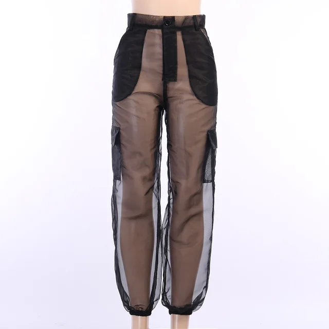 Ingoo Sexy Mesh See-through Cargo Pants 
