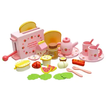 

Wooden Children'S Toys Chocolate Breakfast Toast Group Children'S Play House Kitchen Early Education Educational Toys
