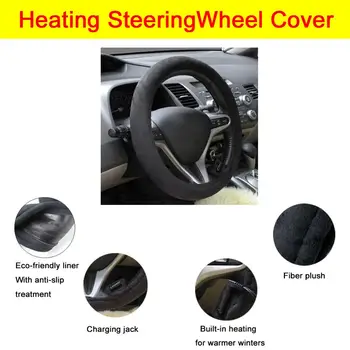 

12V Electric Steering Wheel Cover Winter Heating Warm Universal With Car Cigarette Lighter Plug Steering Wheel Cover Accessories