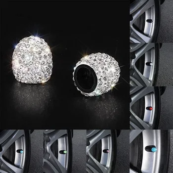

4 Pcs/box Valve Cap, Diamond, Valve Core Cap, Drill, Soft Clay, Rhinestone, Car Tire, Stone, Shiny Dust Cap, Car Accessories