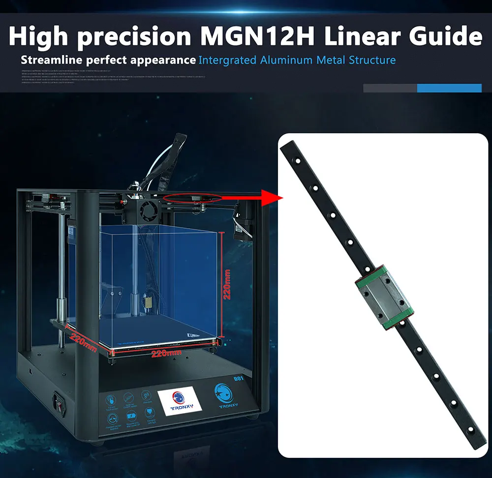 TRONXY D01 3d принтер быстрая сборка Акриловая Маска опционально, промышленная линейная направляющая Titan экструдер ультра-тихий режим 3d печать