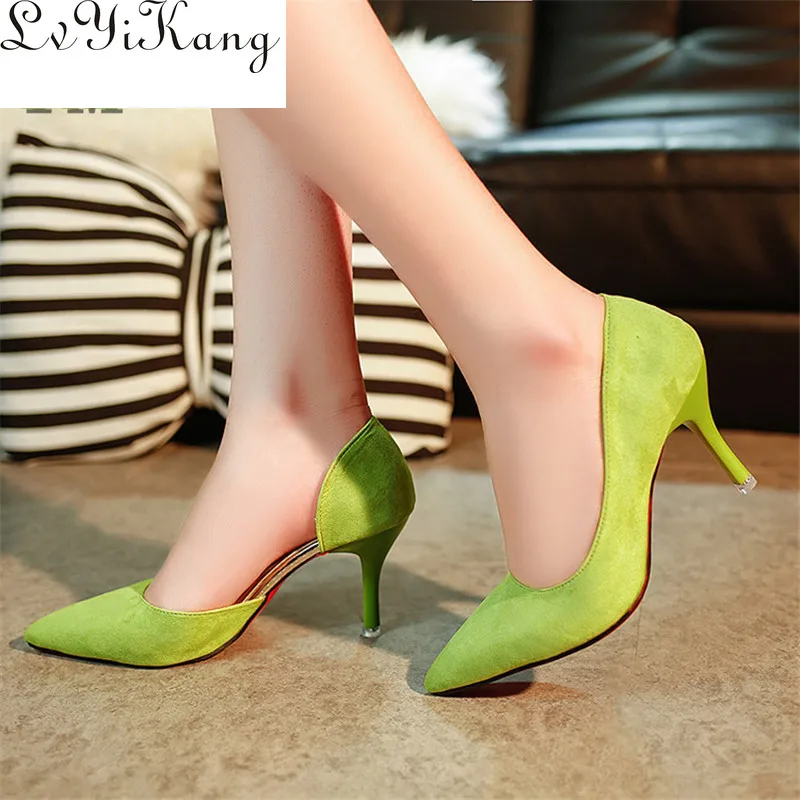 pink and green shoes heels