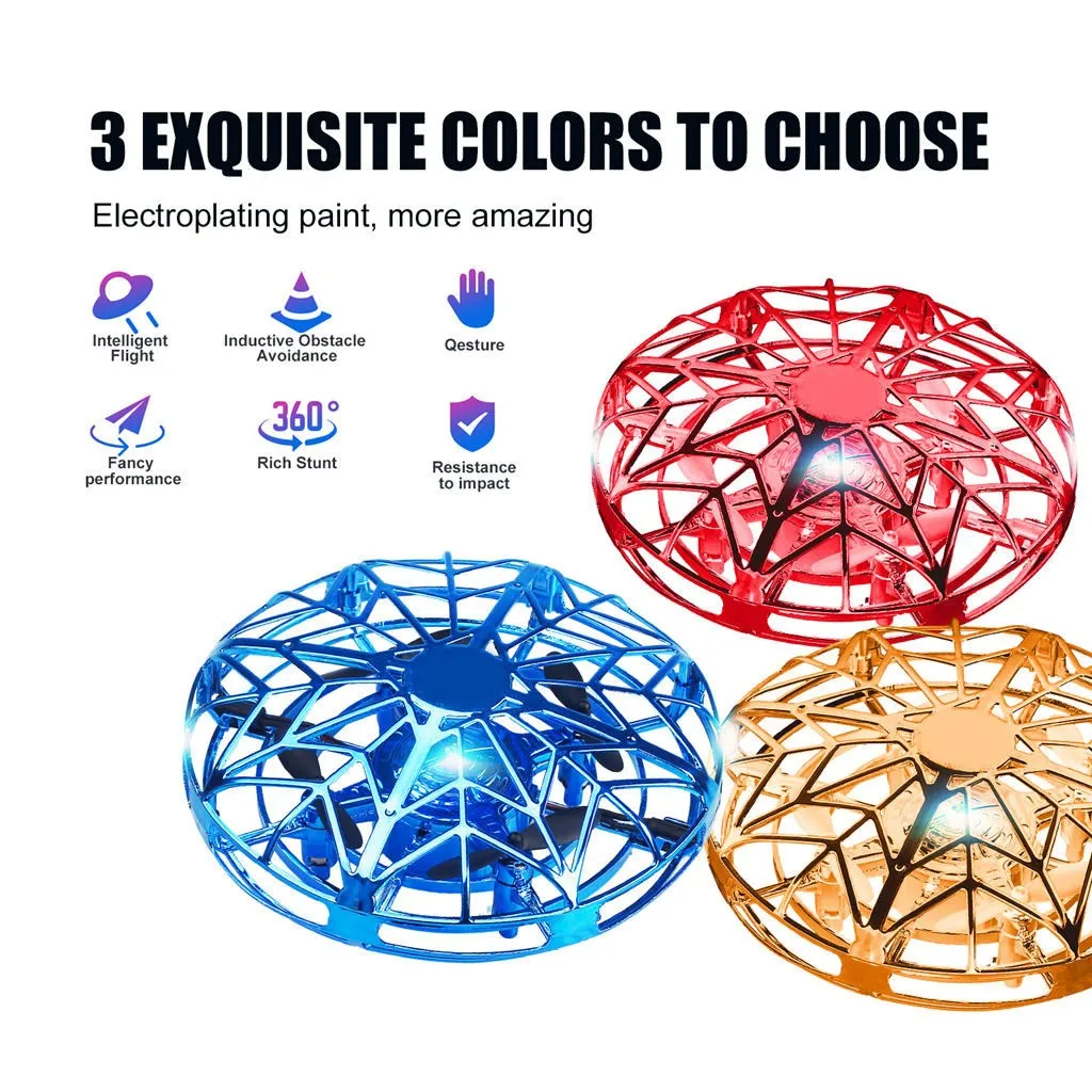 Mini UFO Drone juguetes de detección por infrarrojos Control interactivo aviones gesto de controlados quadcóptero que mantiene altitud para niños