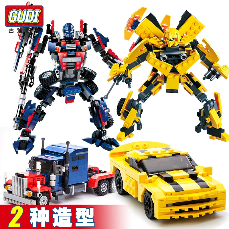

Goood Gudi Transformation People Hornets Giant Jingang Small Particles Assembled Inserted Building Blocks Toy 8713 8711